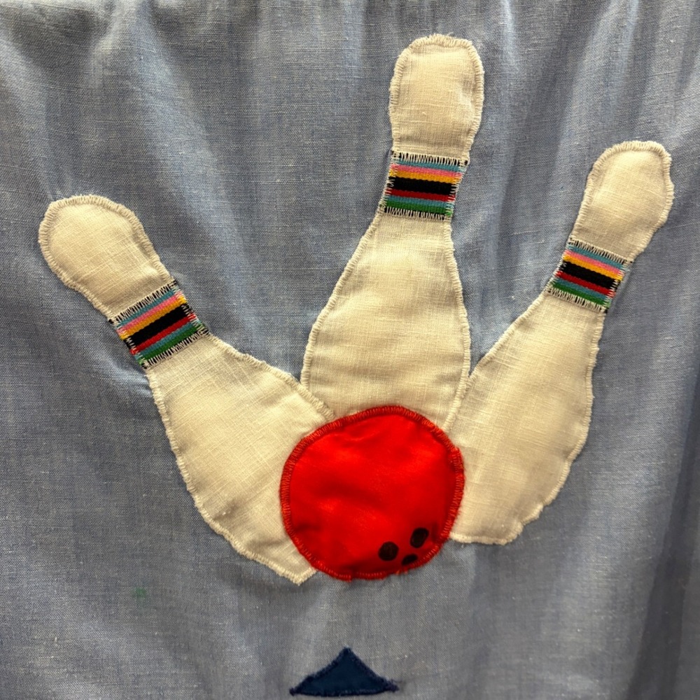 Vintage Cottage Krafts Bowling Shirt Blue Rickrack Applique Retro 1950s Womens L - Picture 6 of 7